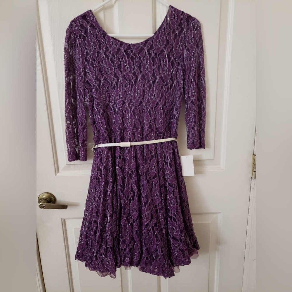 Kids Small Purple Glittery Formal Dress